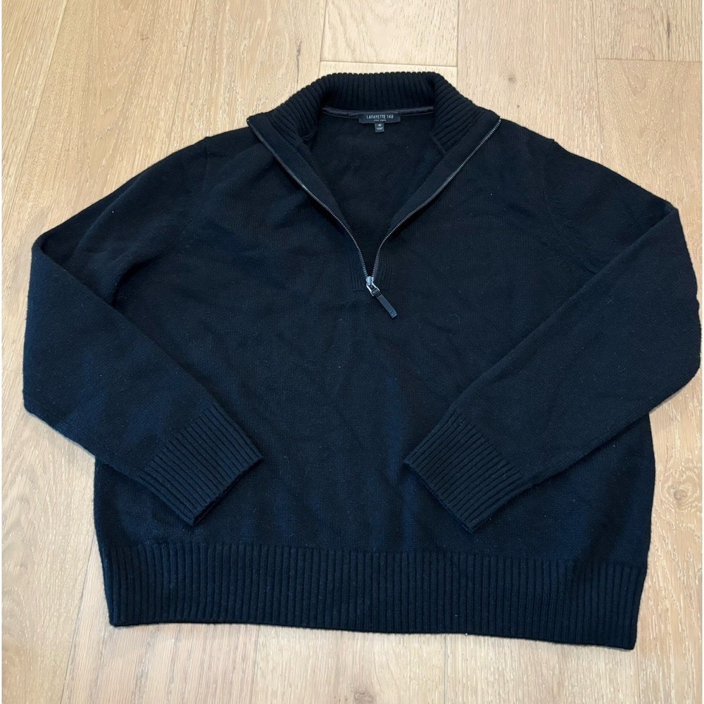 LAFAYETTE 148 GRAY MOCK 1/4 ZIP PULLOVER SWEATER Medium